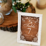 Numéro De Table Dentelle Russe Mariage en bois<br><div class="desc">Mariage rustique Mason Jar String  Lights Lace Table Card</div>