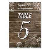 Numéro De Table Dentelle rustique en bois Première communion saint (Dos)