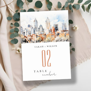 Numéro De Table Denver Colorado Skyline Watercolor Mariage