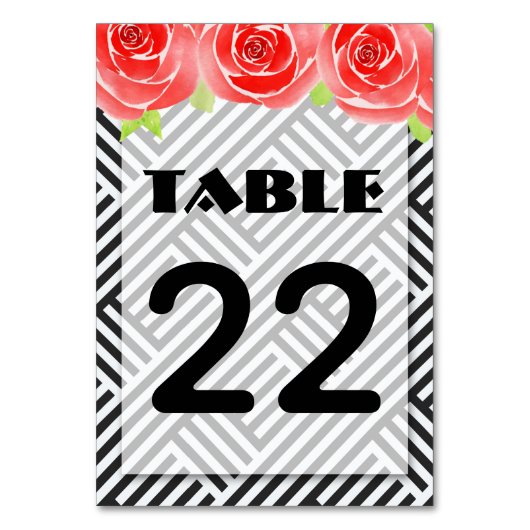 Numéro De Table Derby Red Roses Black White Stripes (Par défaut)