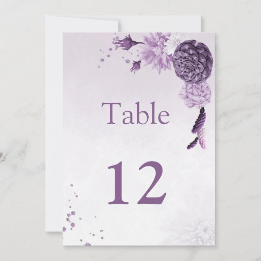 numéro de table des fleurs violettes romantiques (Devant)