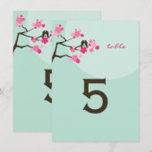 Numéro de table des oiseaux amoureux des fleurs de (Devant / Derrière)