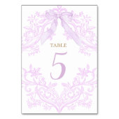 numéro de table design aquarelle lilas violet (Dos)