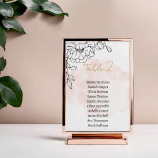 Numéro De Table Design d'aquarelle floue avec élégance florale noi