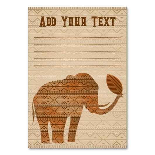 Numéro De Table Design d'art tribal des éléphants (Dos)