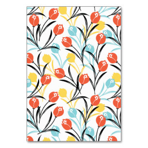 Numéro De Table Design floral Motif de Tulipe en blanc