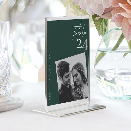 Numéro De Table Design moderne Emerald Green photo mariage