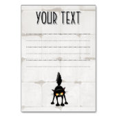 Numéro De Table Dessin animé de chat noir drôle et féroce  (Dos)