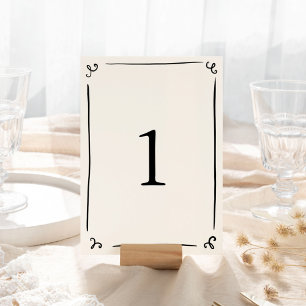 Numéro De Table Dessin Main Fantaisiste
