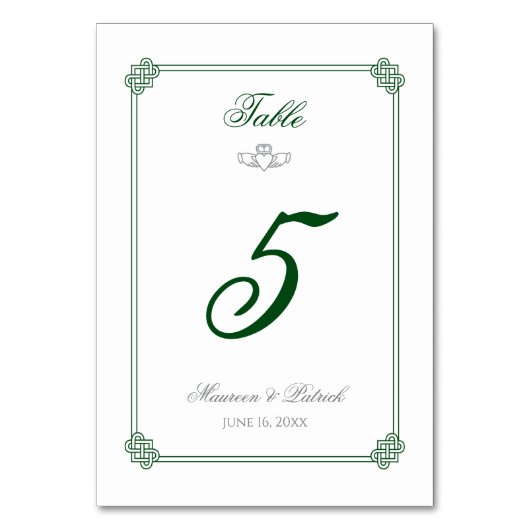 Numéro de table Destination Irlande (Dos)