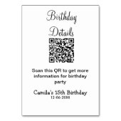 Numéro De Table détails de fête d'anniversaire scan QR moderne 15 (Dos)