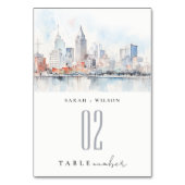 Numéro De Table Detroit Michigan Watercolor Landscape Wedding (Dos)