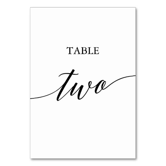Numéro de table deux en calligraphie noire élégant (Par défaut)