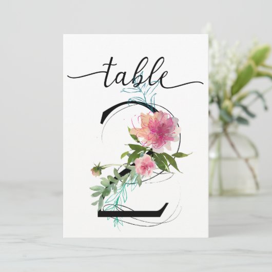 Numéro de table deux Pivoines roses (Debout devant)