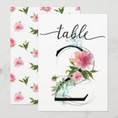 Numéro de table deux Pivoines roses (Devant / Derrière)