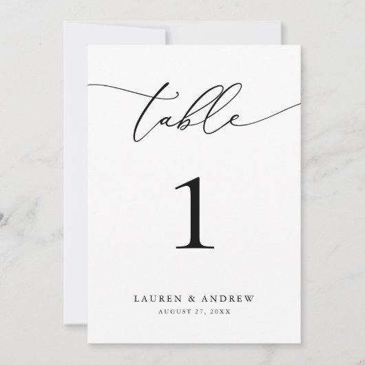 Numéro de table d'événement Mariage noir et blanc (Devant)