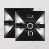 Numéro de Table Diamant Bijou Noir Blanc Argent (Devant / Derrière)