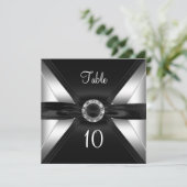 Numéro de Table Diamant Bijou Noir Blanc Argent (Debout devant)