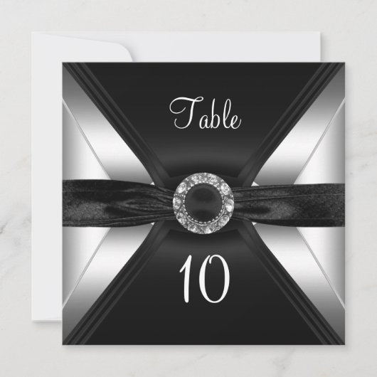 Numéro de Table Diamant Bijou Noir Blanc Argent (Devant)