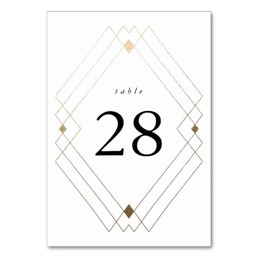 Numéro De Table Diamant Or Blanc Géométrique Mariage Gatsby (Par défaut)