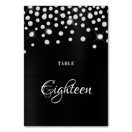 Numéro De Table Diamants argentés Sparkly Faux Black Satin Foil (Par défaut)
