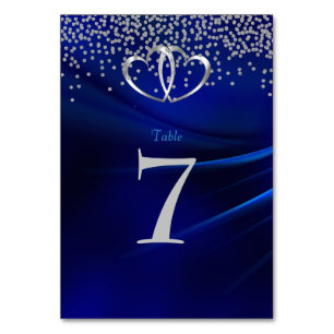 Numéro De Table Diamants Bleus Royaux et Coeurs Mariage Table Pas