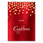 Numéro De Table Diamants d'or Sparkly Faux Rouge Satin (Dos)