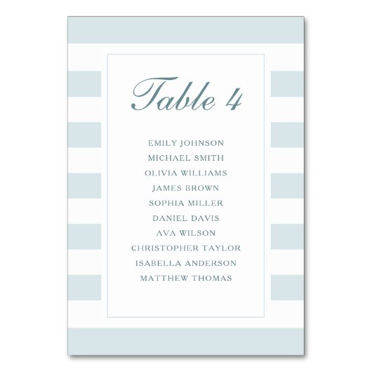 Numéro De Table Diapositive simple bleu clair blanc (Dos)