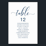 Numéro De Table Dîner De Mariage Élégant, Table D'Assise Des Invit<br><div class="desc">Dîner mariage Carte de tableau de table d'hôtes,  moderne élégant Script bleu marine. Customisez le texte et / ou retirez et remplissez avec votre thème de mariage.</div>