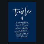 Numéro De Table Dîner Mariage décontracté, Invités Sièges Tableau<br><div class="desc">Dîner mariage Carte de tableau de table d'hôtes,  moderne décontracté Navy Blue Script. Customisez le texte et / ou retirez et remplissez avec votre thème de mariage.</div>
