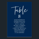 Numéro De Table Dîner Mariage décontracté, Invités Sièges Tableau<br><div class="desc">Dîner mariage Carte de tableau de table d'hôtes,  moderne décontracté Navy Blue Script. Customisez le texte et / ou retirez et remplissez avec votre thème de mariage.</div>