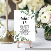 Numéro De Table Dîner mariage, Eucalyptus Invités Sièges Graphique