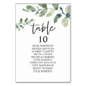 Numéro De Table Dîner mariage, Eucalyptus Invités Sièges Graphique (Dos)