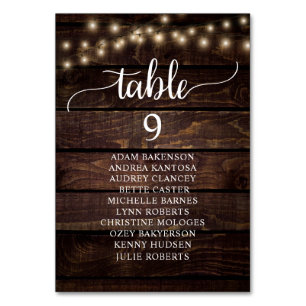 Numéro De Table Dîner mariage, Invités Rustiques Sièges Tableau Ta