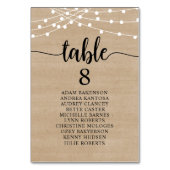 Numéro De Table Dîner mariage, Invités Rustiques Sièges Tableau Ta (Dos)