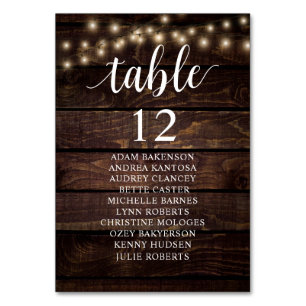 Numéro De Table Dîner mariage, Invités Rustiques Sièges Tableau Ta