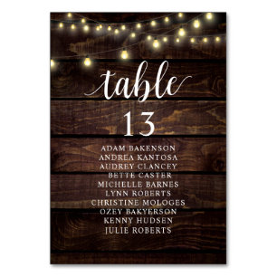 Numéro De Table Dîner mariage, Invités Rustiques Sièges Tableau Ta