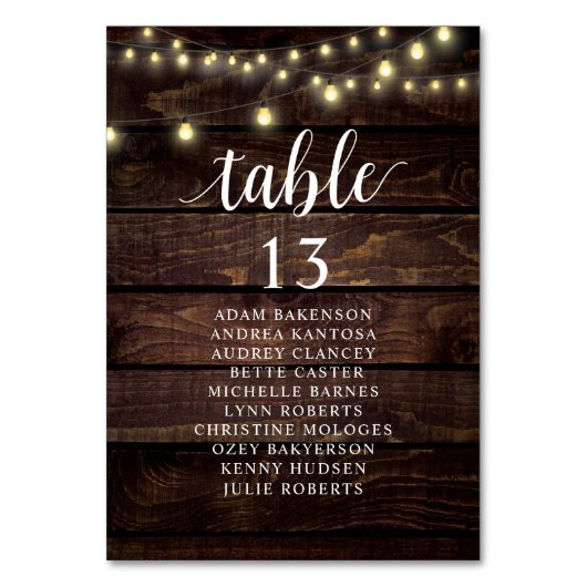 Numéro De Table Dîner mariage, Invités Rustiques Sièges Tableau Ta (Par défaut)
