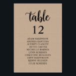 Numéro De Table Dîner mariage, Invités Rustiques Sièges Tableau Ta<br><div class="desc">Mariage Dîner Guest Seating Table Chart Card,  Modern Rustic Script,  Cottage brun kraft arrière - plan Personnaliser le texte et / ou retirer et remplir avec votre mariage thème.</div>