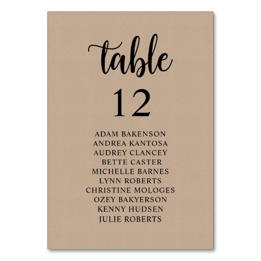 Numéro De Table Dîner mariage, Invités Rustiques Sièges Tableau Ta (Par défaut)