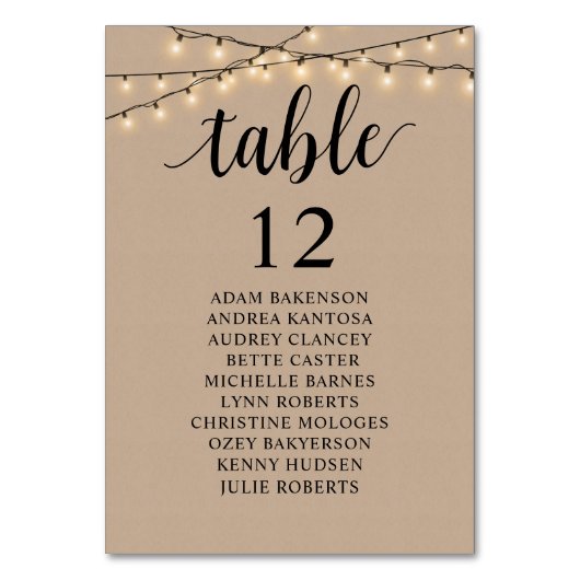 Numéro De Table Dîner mariage, Invités Rustiques Tableau De assise (Par défaut)