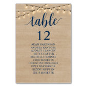 Numéro De Table Dîner mariage, Invités Rustiques Tableau De assise (Dos)