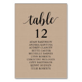 Numéro De Table Dîner mariage, Invités Rustiques Tableau De assise (Dos)