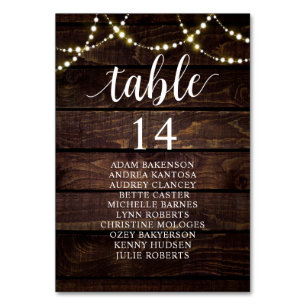 Numéro De Table Dîner mariage, Invités Rustiques Tableau De assise
