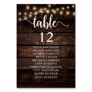 Numéro De Table Dîner mariage, Invités Rustiques Tableau De assise