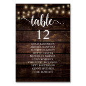 Numéro De Table Dîner mariage, Invités Rustiques Tableau De assise (Dos)