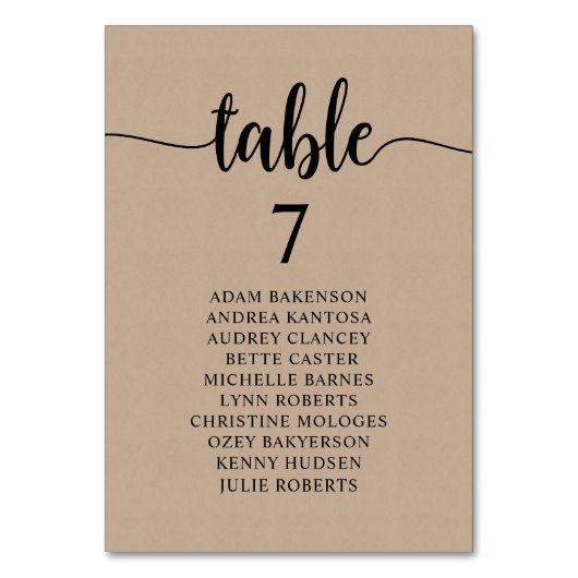 Numéro De Table Dîner mariage, Invités Rustiques Tableau De assise (Par défaut)