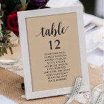 Numéro De Table Dîner mariage, Invités Rustiques Tableau De assise<br><div class="desc">Dîner mariage Carte de tableau de table,  Script rustique moderne,  Arrière - plan Kraft Brown. Customisez le texte et / ou retirez et remplissez avec votre thème de mariage.</div>