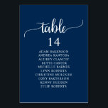 Numéro De Table Dîner mariage, Marine Blue Participants Tableau de<br><div class="desc">Dîner mariage Carte de tableau de table d'hôtes,  Script rustique moderne bleu marine thème. Customisez le texte et / ou retirez et remplissez avec votre thème de mariage.</div>