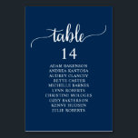 Numéro De Table Dîner mariage, Marine Blue Participants Tableau de<br><div class="desc">Dîner mariage Carte de tableau de table d'hôtes,  Script rustique moderne bleu marine thème. Customisez le texte et / ou retirez et remplissez avec votre thème de mariage.</div>